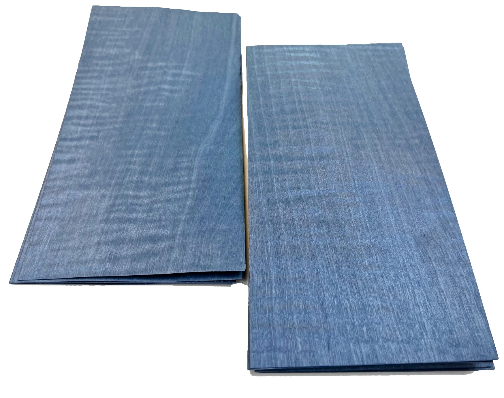 10pcs/lot Length:200x100mm Thickness:0.4-0.5mm Blue Maple Shadow Dyed Veneer Pure Solid Marquet Wood Veneer Sheet Chips