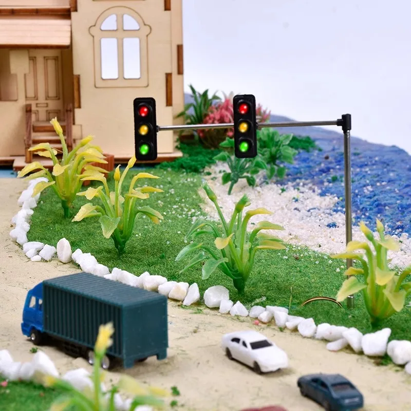 1pc 1:87 MIniature Light HO N scale Model Railway Traffic Light Street Lamppost 5V LED Light City Road Layout Model Building kit