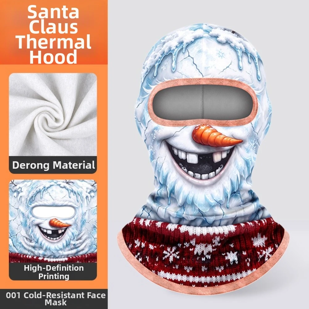 Prank 3D Printed Funny Face Balaclava Thermal Santa Claus Neck Gaiter Warm Windproof Face Cover Christmas Party