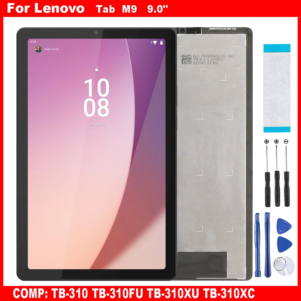 LCDタッチスクリーンデジタイザー,ガラスアセンブリ,Lenovo m9,tb310,tb310fu,tb310xu,tb310xc,TB-310FU, 9.0インチ,aaa