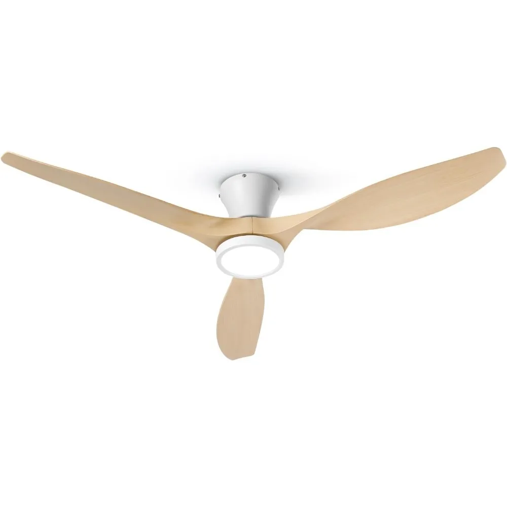 

52 inch Ceiling Fans with Lights and Remote,Flush Mount Low Profile Ceiling Fan with Reversible DC Motor for Bedroom Living Room