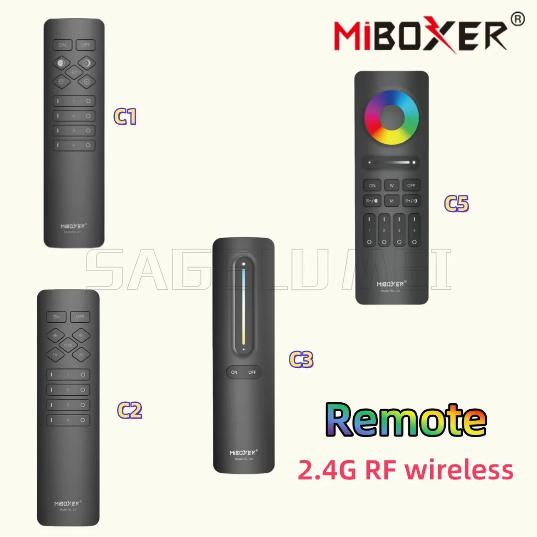 Miboxer C1 C2 C3 C5 2.4G RF 4-Zone Remote Control series for Dimmable Color Temperature Adjustable Timing CCT RGB+CCT Multiple