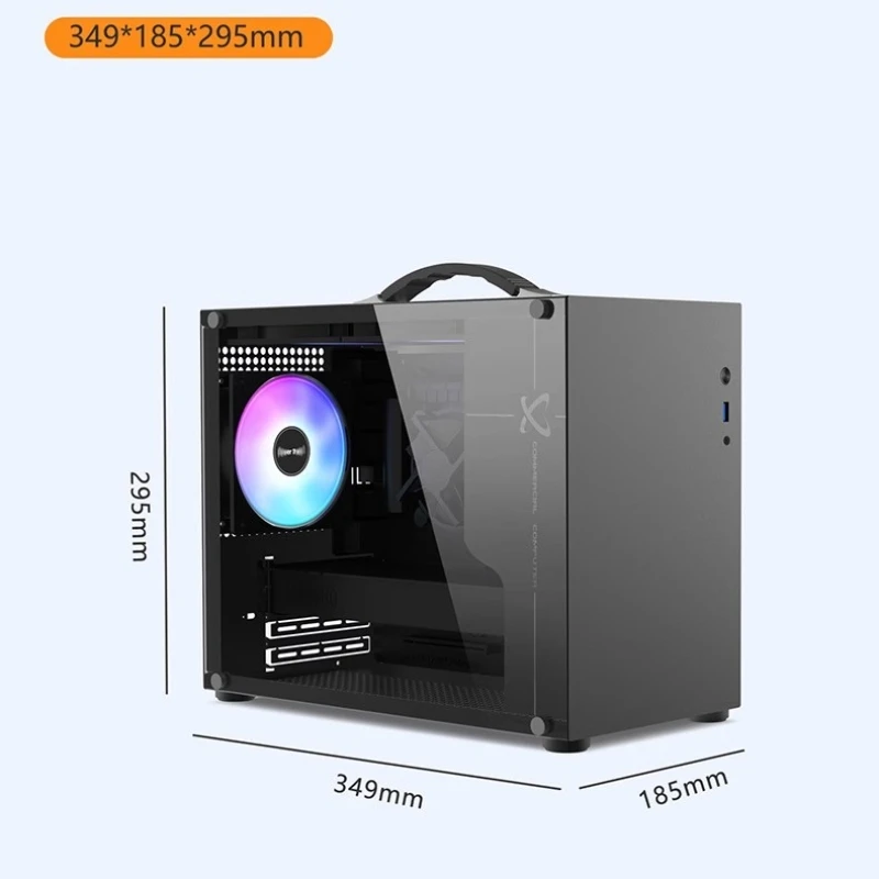 PowerTrain X-GAMERX X100 M-ATX Portable Computer Case ITX  MATX  Power Supply Support U3 Type-C Desktop MINI Small Chassis