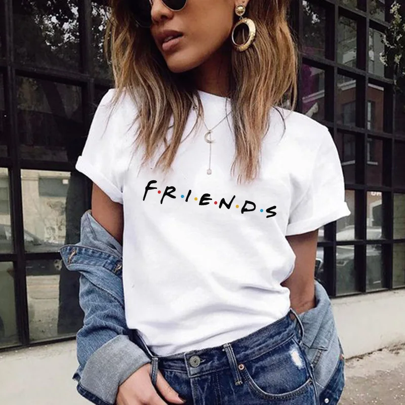 T shirt women 2026 fashion short sleeve colorful FRIENDS letter-printed T-shirt top for women's clothing