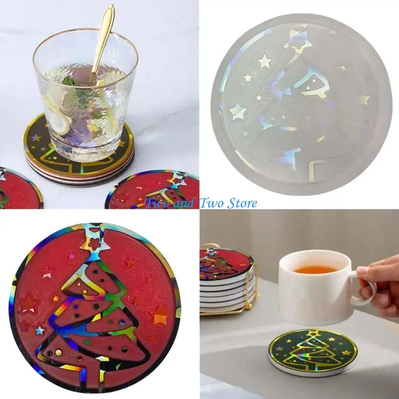 HX6F Diy Hausgemachte Form Kaffee Untersetzer Licht und Schatten Runde Silikon Tablett Form