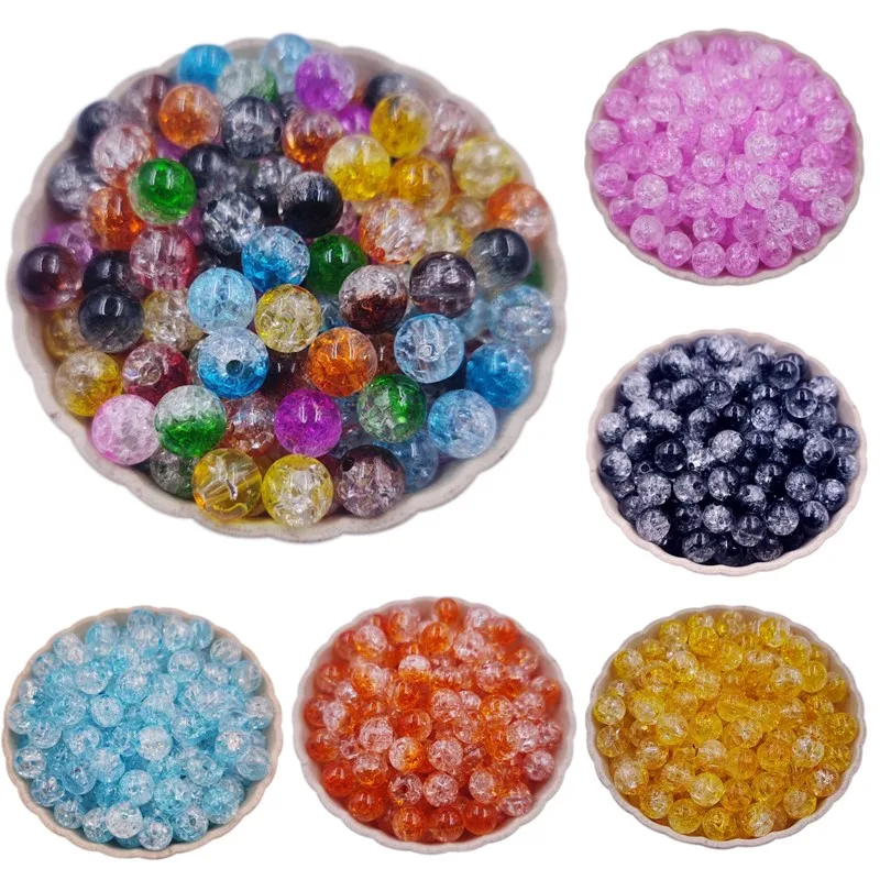 5-40Pcs 8-16mm Imitate Glass Crackle Resin Beads For Jewelry Making Handmade Bracelets Pendant Keychain Bag Chain Accessories