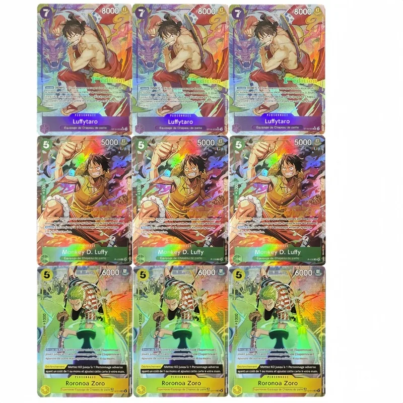 

French DIY One Piece Winner P-135 Monkey D. Luffy Folding Flash Card Luffytaro ST18-005 Roronoa Zoro OPCG Game Collection Card