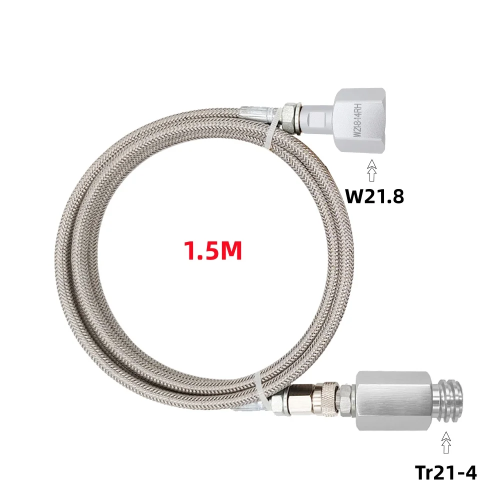 Soda Maker to External Co2 Tank Adapter and 1.5m Stainless Steel Hose Kit Fit SodaStream W21.8-14 W/Quick Disconnect Connector