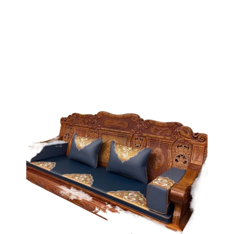 

High-end mahogany sofa leather seat cushion