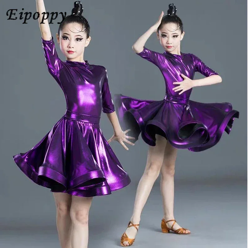 ชุดเดรสเต้นรำละตินสำหรับเด็กผู้หญิงเต้นรำบอลรูมรุมบ้าแซมบ้าปกชุดเต้นรำของเด็กละตินชุดเต้นแจ๊สงานรื่นเริงสมัยใหม่