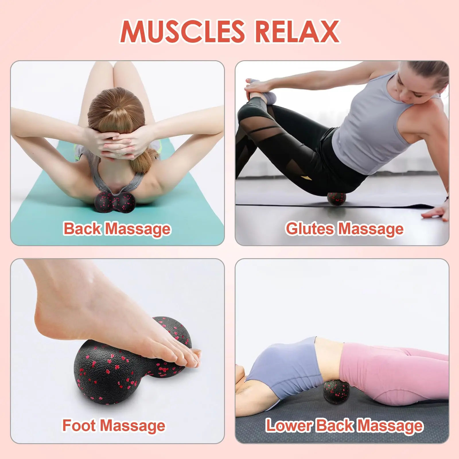 Rodillo de Yoga hueco para masaje, juego de bolas de maní, columna de espuma EPP para Fitness, dolor de espalda, piernas, cadera, tejido profundo, estiramiento muscular, relajación