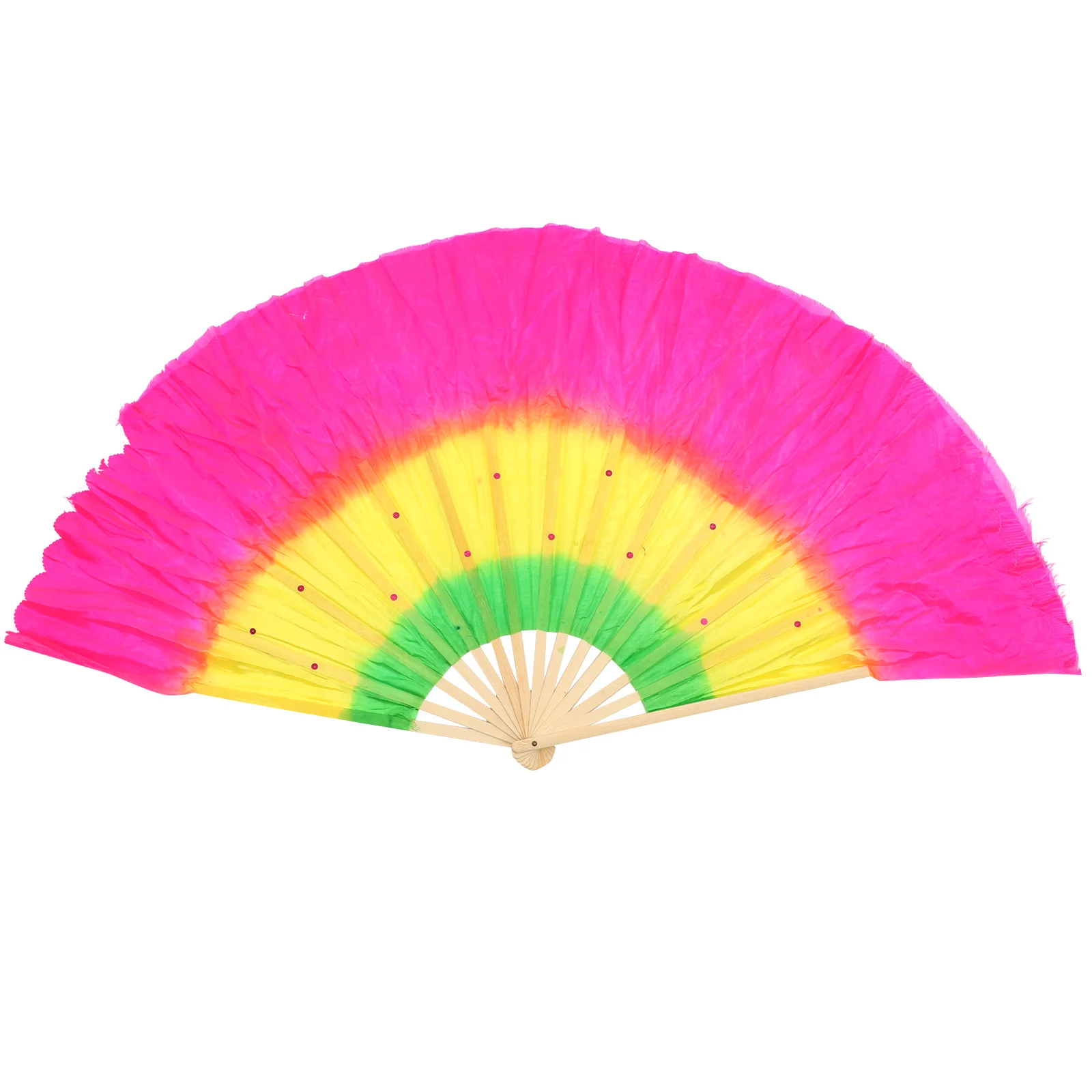 مروحة رقص ملونة من الخيزران الحريري المقلد الممتاز - مروحة قابلة للطي عملية مقاومة لرقص يانغكو المربع للبطن