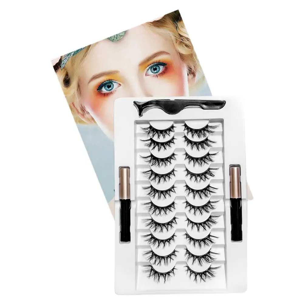 7/10 Paar magnetische Wimpern, Eyeliner-Pinzetten-Set, 6–10 mm, wiederverwendbare 3D-Nerzwimpern, natürliche künstliche falsche Wimpern