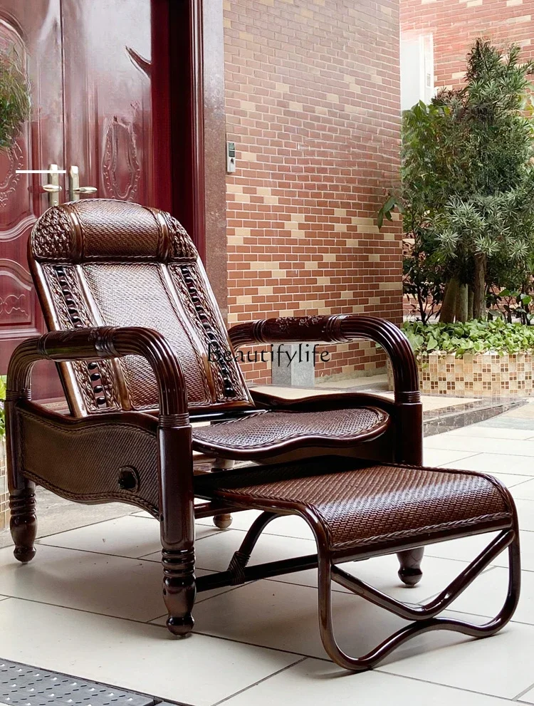 

Elderly home balcony summer lunch break rattan rocking chair natural rattan free chair