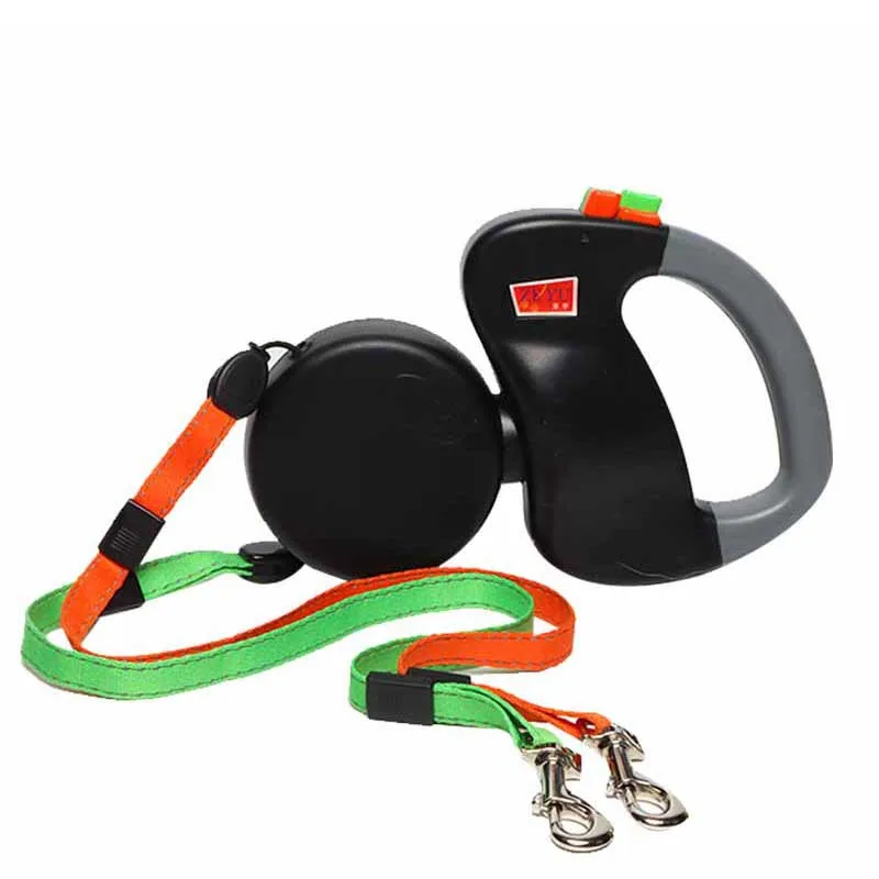 Dog One-to-two Double-head  Supplies Gardening Pet Automatic Retractable  Leash Anti-explosion Flushing Dog Leash Artifact
