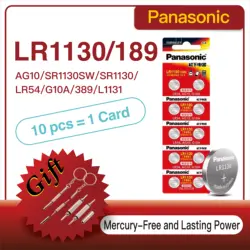 Panasonic-pila alcalina de botón para reloj, calculadora, termómetro de juguete, 100 LR1130 AG10 SR1130 189 LR54 SR54 389 V, 10-1,5 Uds.