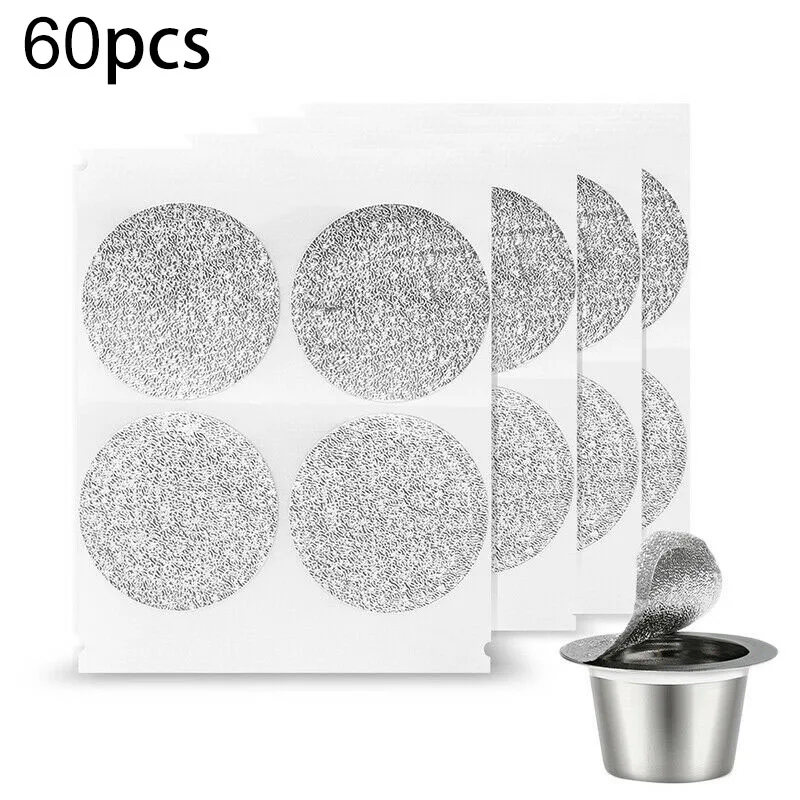 40/60Pcs Aluminum Foil Coffee Capsule Seal Lids Pods Stickers For Nespresso Kitchen Coffeeware