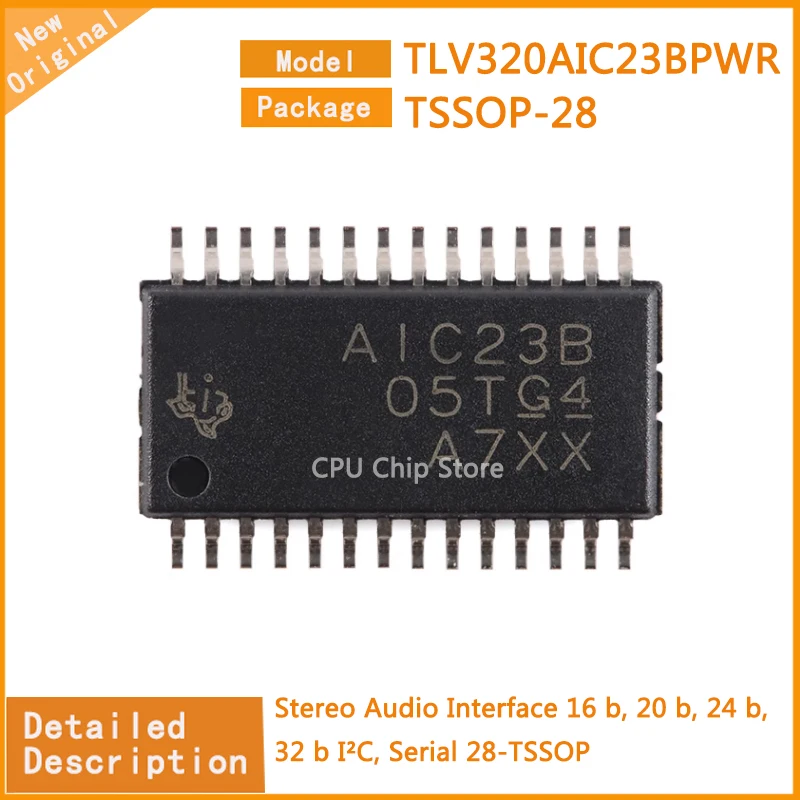 5Pcs/Lot  New Original   TLV320AIC23BPWR  TLV320AIC23  Stereo Audio Interface 16 b, 20 b, 24 b, 32 b I²C, Serial 28-TSSOP