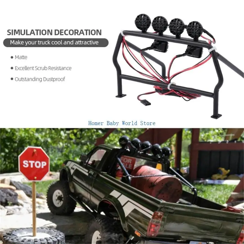 B2QD Metal Roll Cage with 6 Lamp For 1/10 Remote Control Crawlers Modified Accessories