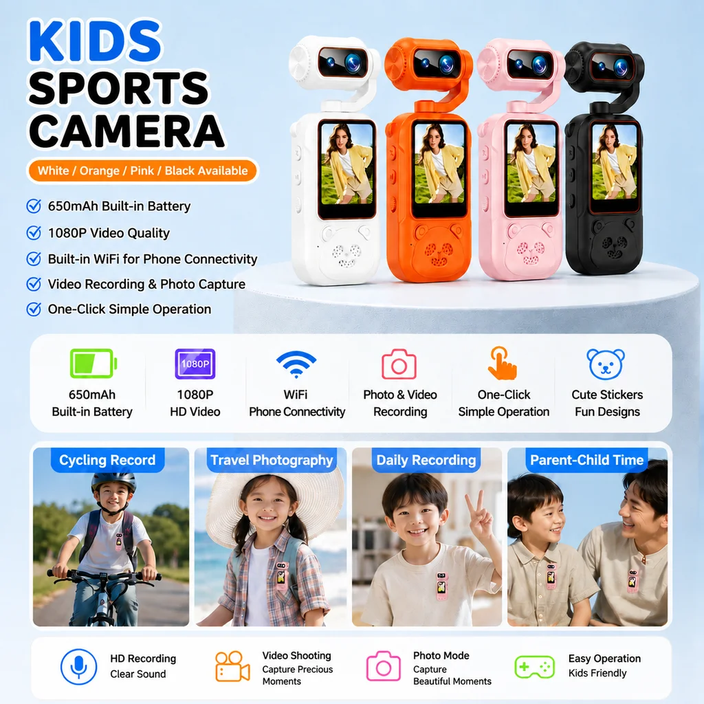 Lenovo Digital Handheld Camera With Rotatable Lens 130 ° Wide-angle 2-inch High-definition Screen WiFi Transmission Camera