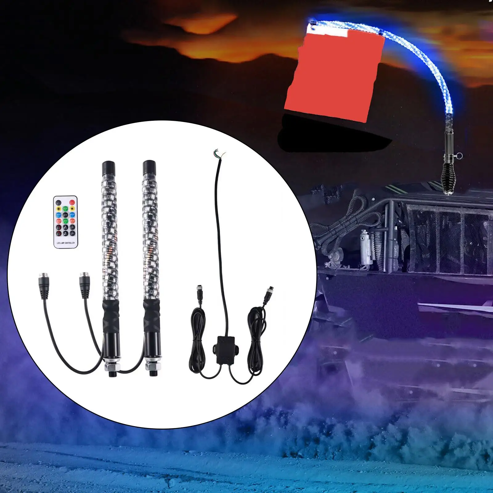 

Многоцветная светодиодная RGB-лента для стоп-сигналов автомобиля, антенна-фонарь, внедорожный аксессуар для квадроциклов, UTV и грузовиков