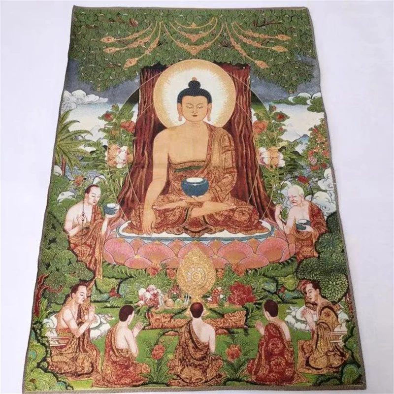 

Картина из парчи с вышивкой Thangka, Будда Сакьямуни, изысканное украшение для дома, благоприятный