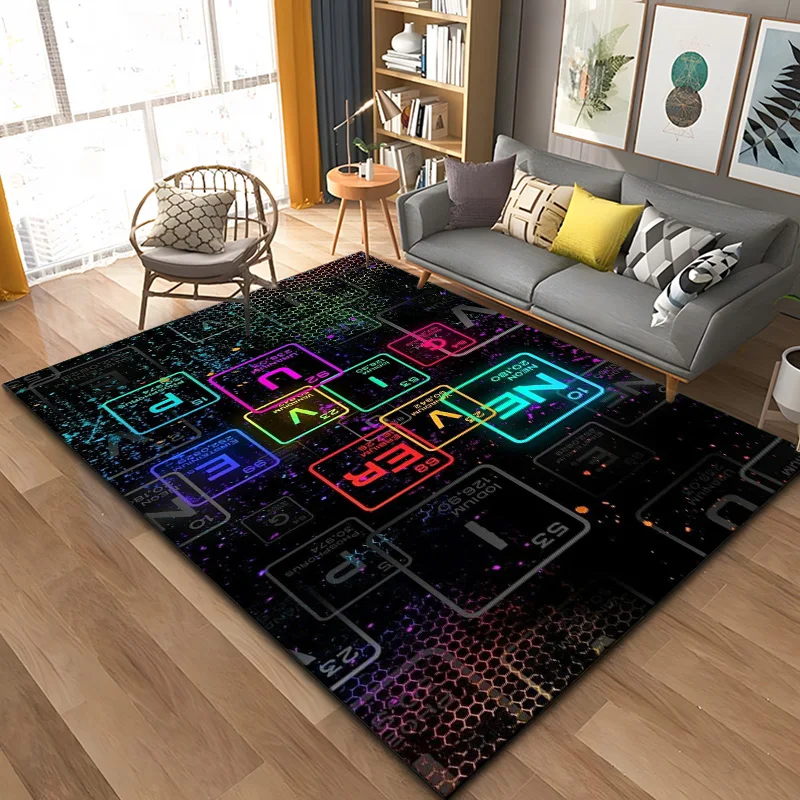 

3D Periodic Table of Elements Carpet for Living Room Students Bedroom Area Rug Non-slip Floor Rug Mat Educational Mat Home Decor