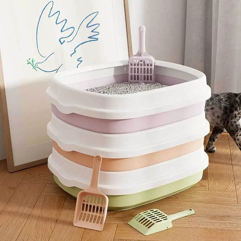 Semi-enclosed cat toilet anti-splash cat plastic pet supplies