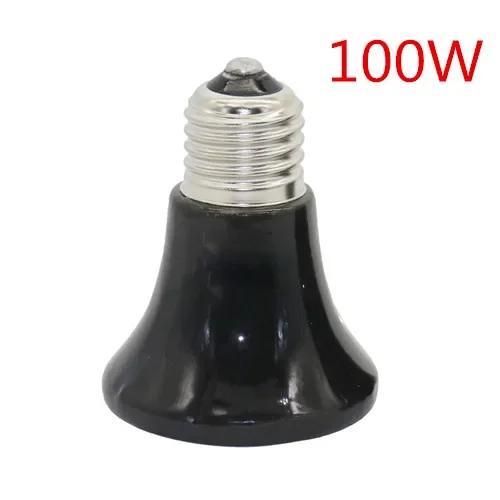 Pet Heating Light E27 25W~100W Small Conical Ceramic Emitter Heat Bulb Black For Reptile Pet Brooder Lamp 1Pc