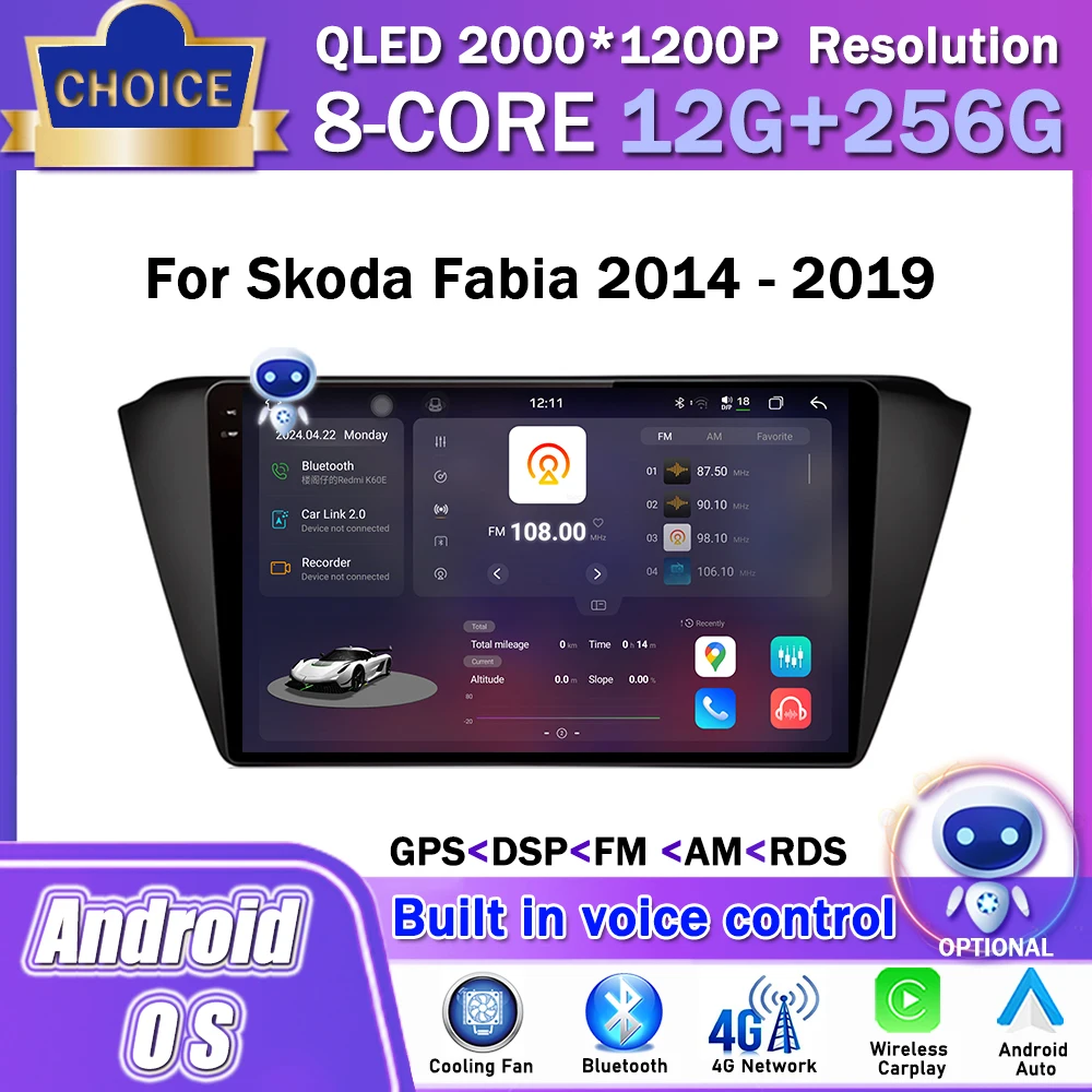 

Android OS Voice control Car Radio for Skoda Fabia 2014 - 2019 Multimedia Stereo Player GPS Navigation Wireless Carplay WiFi