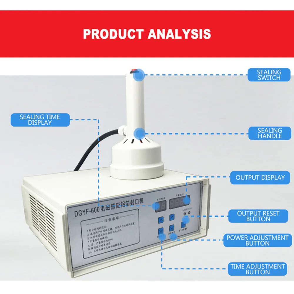 الكهرومغناطيسي التعريفي السدادة يده غطاء زجاجة آلة الختم طبلة زيت الألومنيوم احباط طوقا السدادة الحماية من الحرارة الزائدة