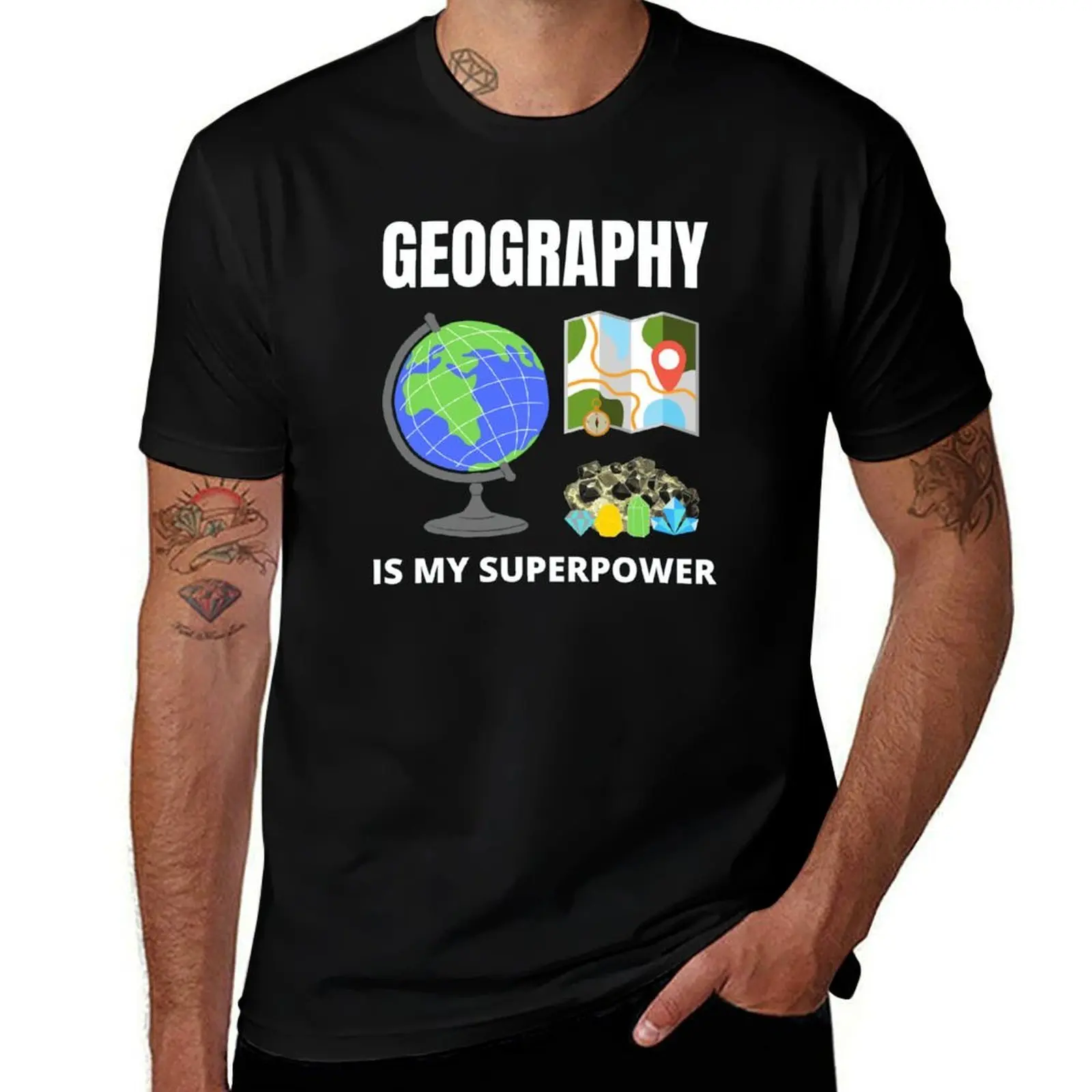 La géographie est ma superpuissance T-shirt Industrial Work Tee Shirt