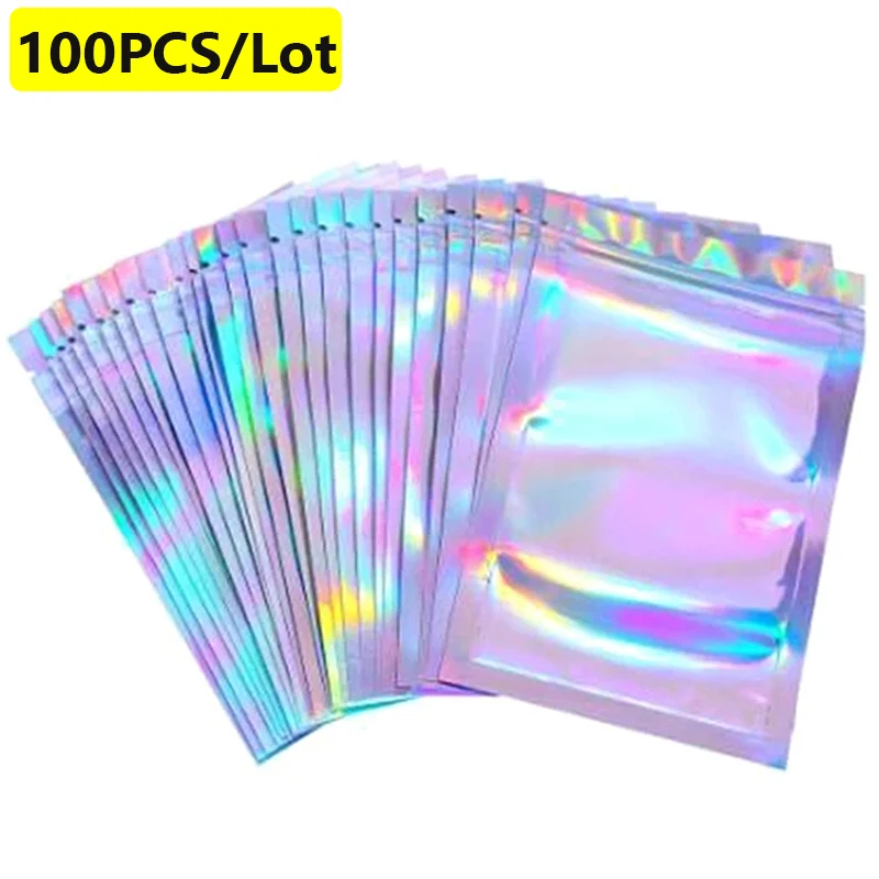 

100pcs Bubble MailersTranslucent Zip Lock Bags Holographic Storage Bag Xmas Gift Packaging Socks Sexy Lingerie Glove Cosmetics