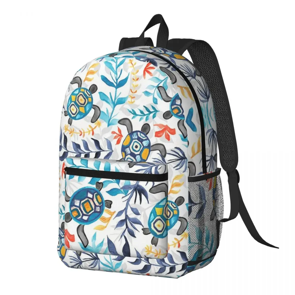 Watercolor Sea Vibrant Rainbow Turtle Backpack Daypack Large Capacity Kids BookBag School Bag Shoulder Bags for Men Women
