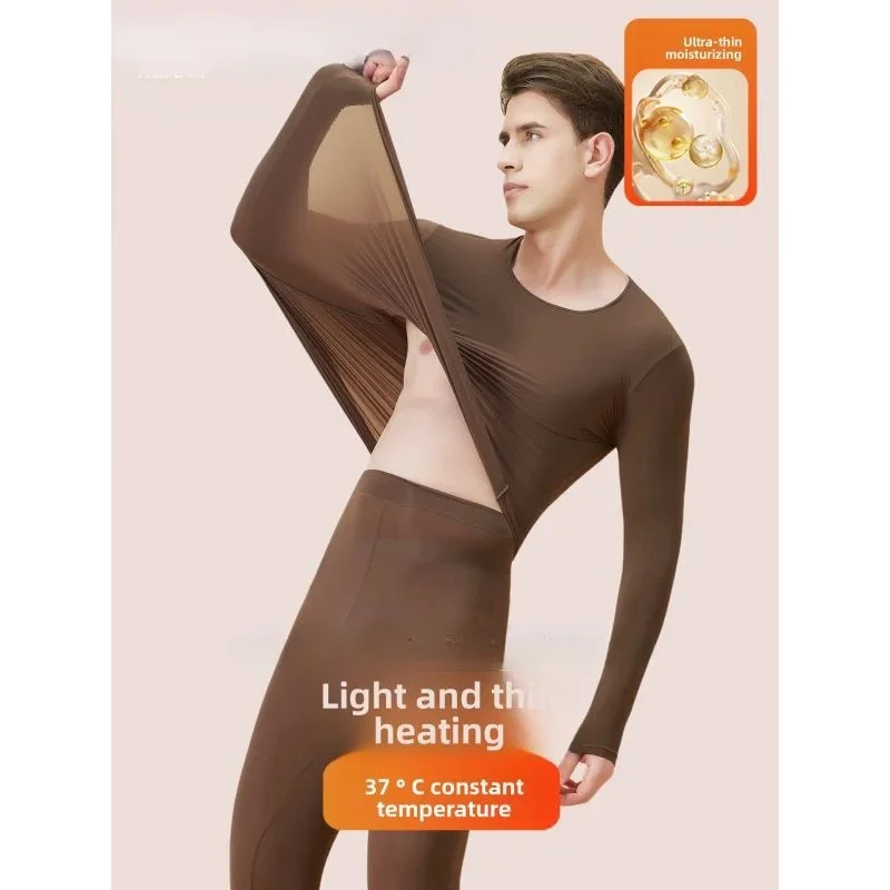 

UltraThin Heattech Mens Long Johns Set Hyaluronic Acid Ski Straight Leg Cleanfit PVC Fabric Neutral Winter Casual Pants