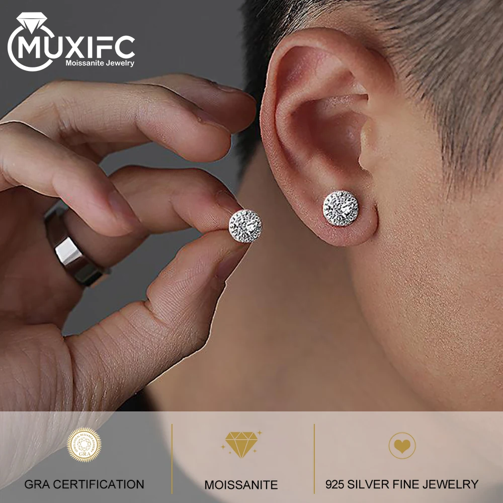 

MUXIFC Luxury Moissanite Stud Earrings for Women Men's Ear Studs S925 Sterling Silver GRA Certified D Color Wedding Fine Jewely