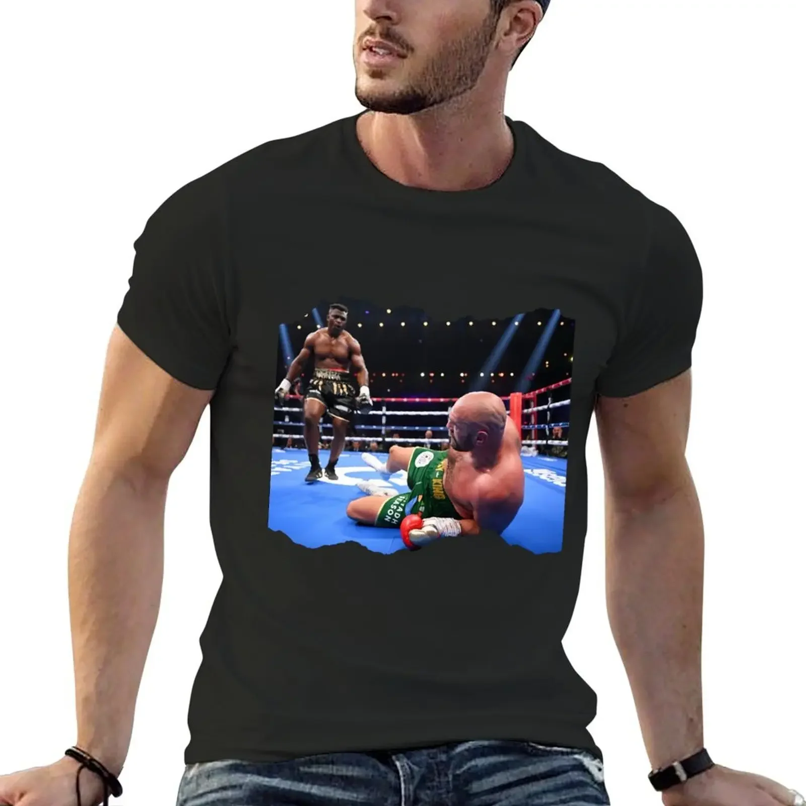 NGANNOU KICKS TYSON FURY TO THE GROUND T-Shirt baggy shirts sports fans cute clothes boys whites plus size men clothing