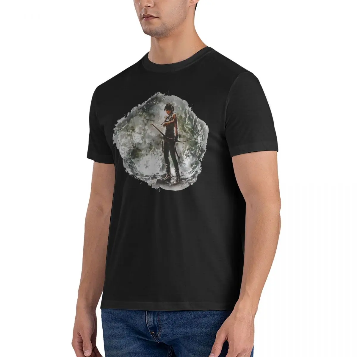 Men's Tomb Raider Painting_1 T Shirt Tomb Raiders 100% Cotton Clothes Novelty Short Sleeve Crew Neck Tee Shirt Adult T-Shirt