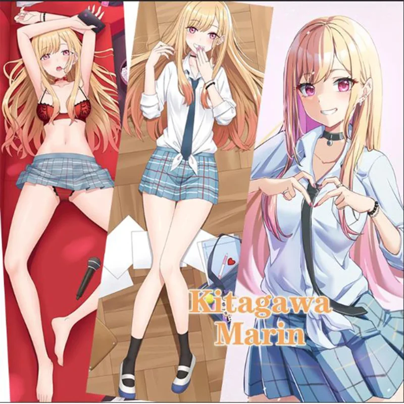 Anime My Dress-Up Darling Marin Kitagawa Dakimakura Throw Soft Hugging Body Pillow Case Two Side Printed Pillowcase Otaku Gifts