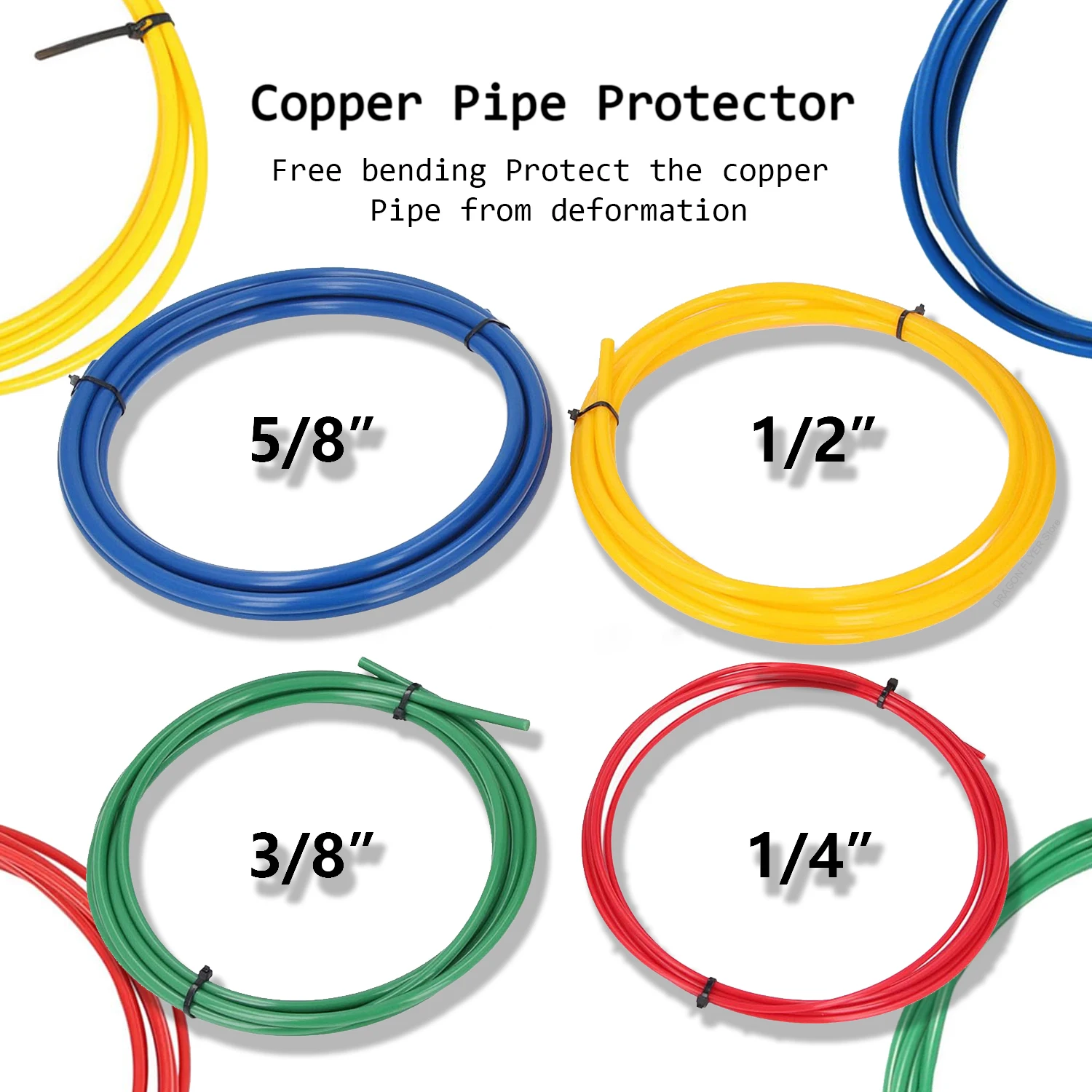 4PCS Copper Pipe Protector Set 1/4in 3/8in 1/2in 5/8in PE Plastic Pipe Bending Tool for HVAC Air Conditioning Refrigerator