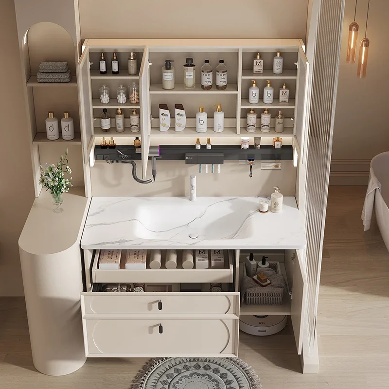 French Vertical Oak Bathroom Cabinet Rock Storage Aesthetic Storage Holders Minimalist Organiser Meuble Toilette Furniture