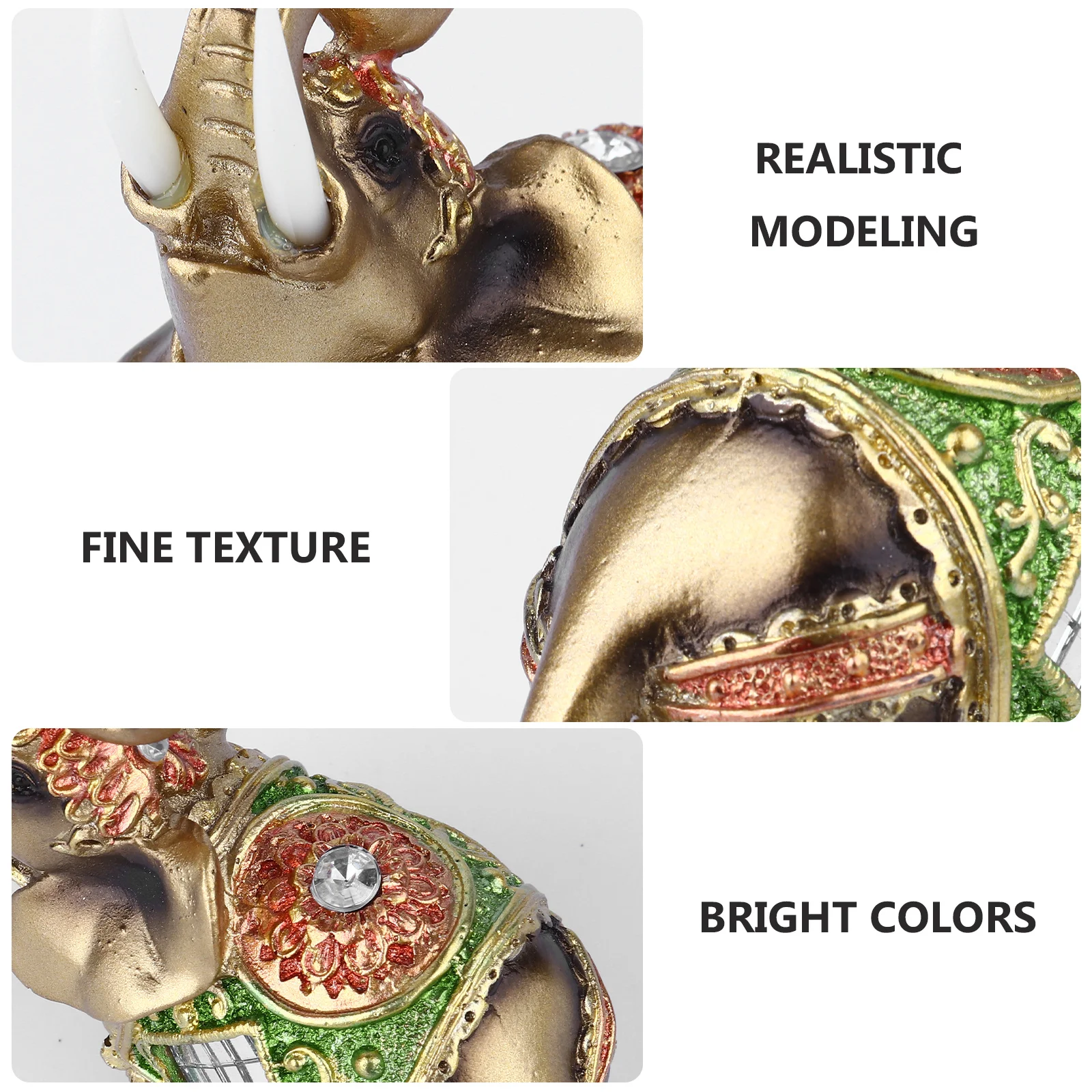 

Resin Elephant Desktop Sculpture Gold Color Realistic Artistic Home Office Decor Feng Shui Symbol of Luck Prosperity