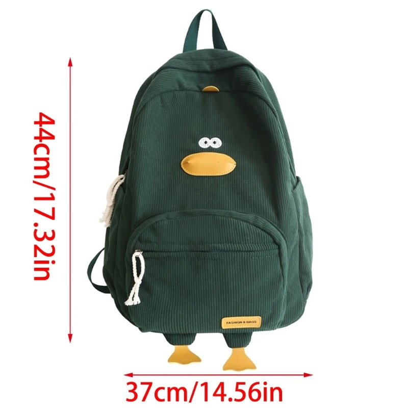 E74B Cute Corduroy Backpack, Vintage Casual Backpack Shoulder Bag Schol Book Bag Travel Daypack for School Teen Girls Kids