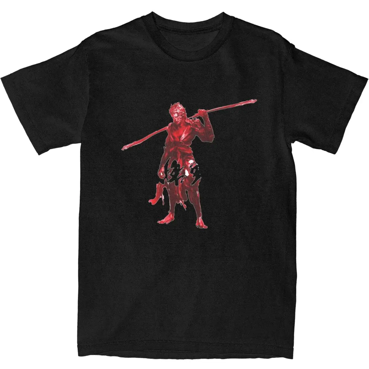 

Black Myth Game T-Shirt Red Monkey King Novelty T-Shirts Short Sleeve Vintage Tops Summer Cotton Breathable Plus Size 5XL Tees