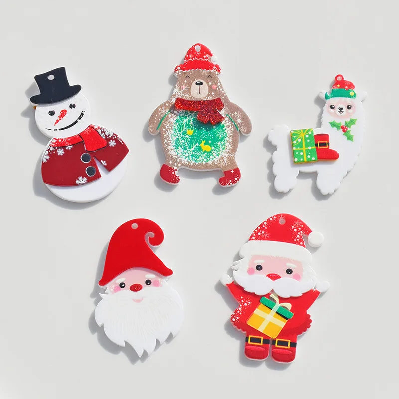 

5Pcs Fashion Cute Santa Claus Charms Christmas Cartoon Pendant For Bag Keychain Earring DIY Crafts Jewelry Make Party Gifts