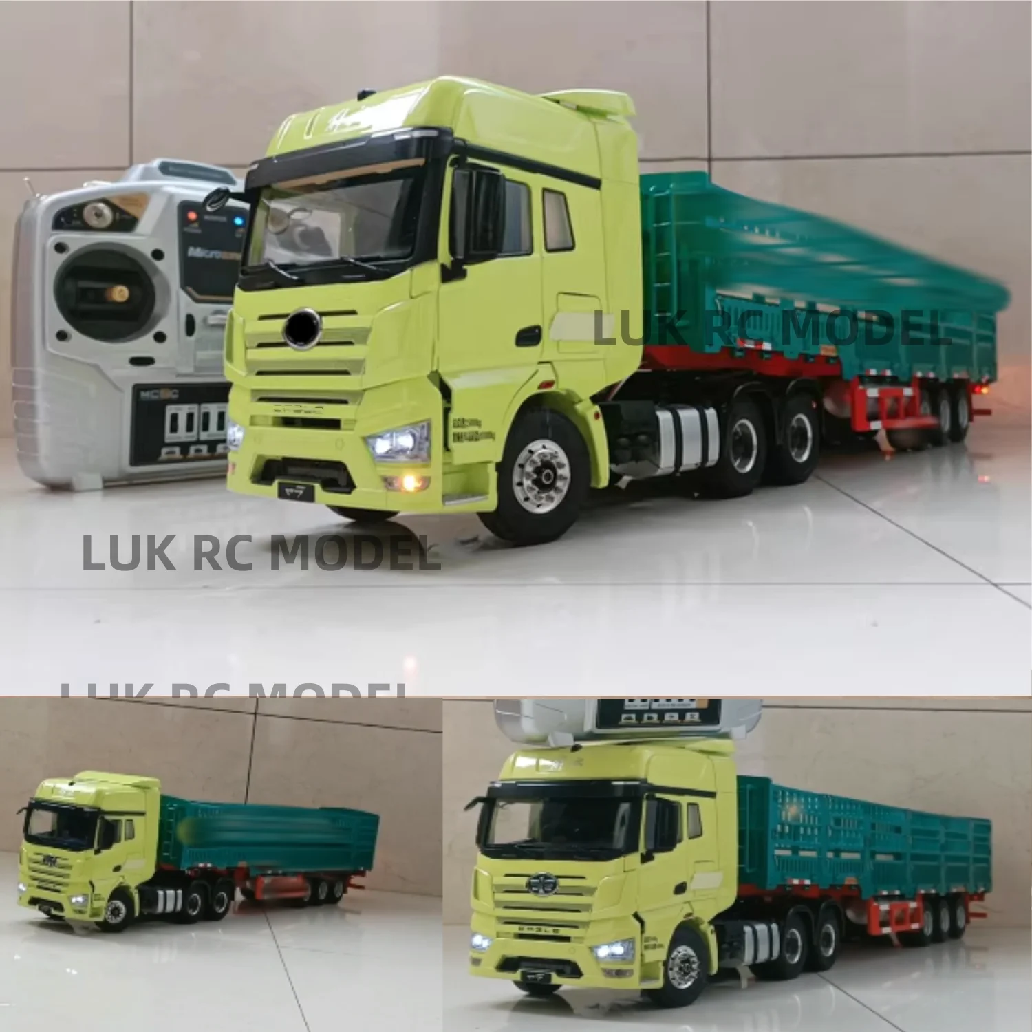 

1/24 Full Metal Cabin RTR Painted Jiefang J7 Green 6x6 RC Tractor RTR Sound Light System Radio Model Boy Tipper