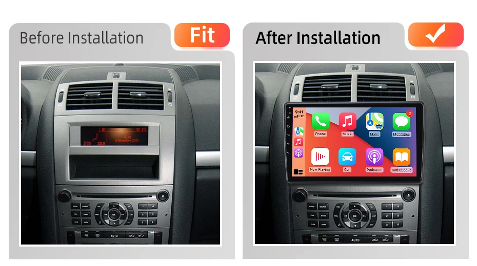 AWESAFE Kabelloses CarPlay Android Radio für Peugeot 407 2004-2011 mit GPS-Navigation Bluetooth WiFi Schnellstart DSP FM Plug & Play – Detail 1