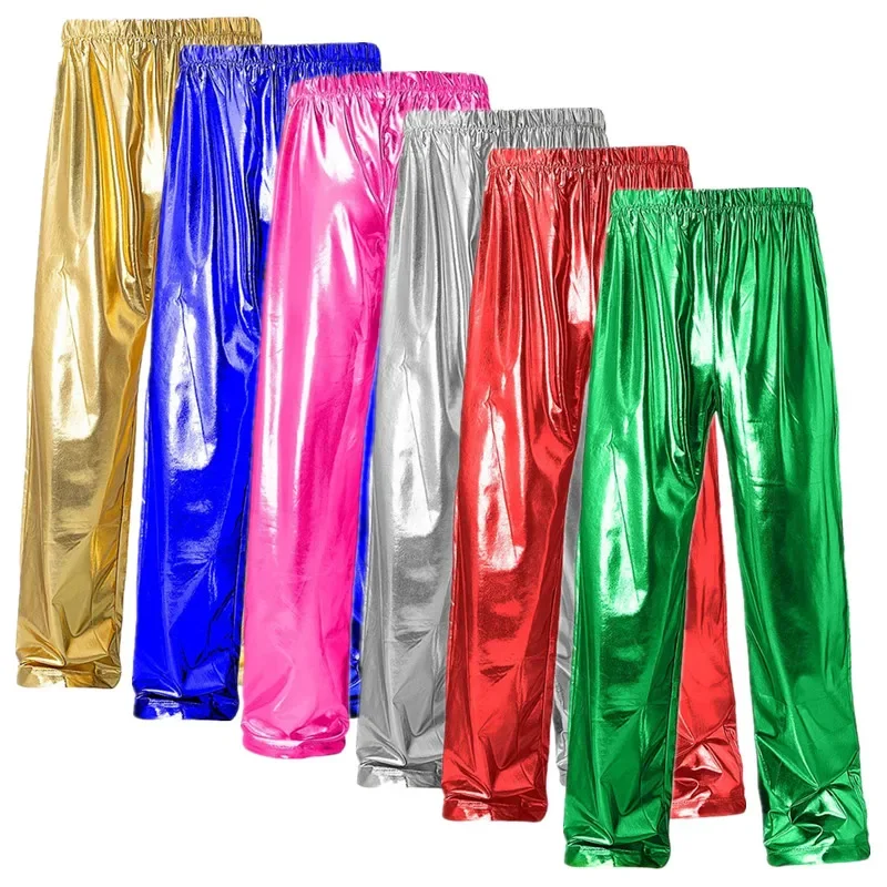 

Green Singer Stage Performance Small Stretch Loose Trousers, Gold / Silver Men Bar KTV Casual Thin Pants.