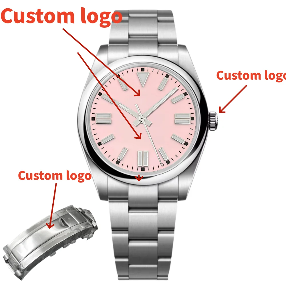 Men Custom Watch 36mm/39mm NH35A PT5000 Mechanical Wristwatch Round Bezel Luminous Brushed Oyster Strap Steel Dive Watch For Men