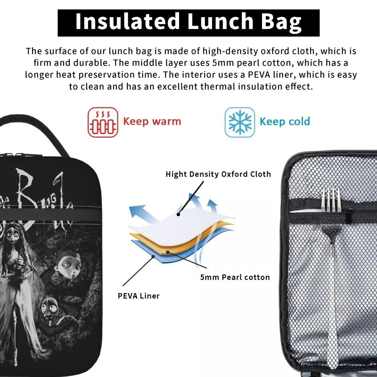 Corpse Bride Bride To Be Insulated Lunch Bags Thermal Bag Reusable Leakproof Tote Lunch Box Bento Pouch Work Picnic